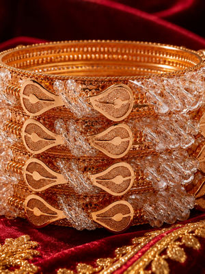  Rose Gold Crystal Bangles Set (Pack of 4)